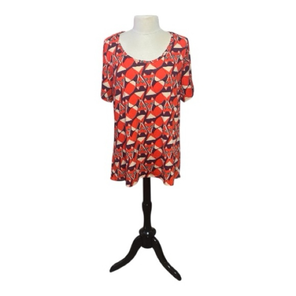 LuLaRoe Red Fox Geometric Short Sleeve Top Size 3XL
